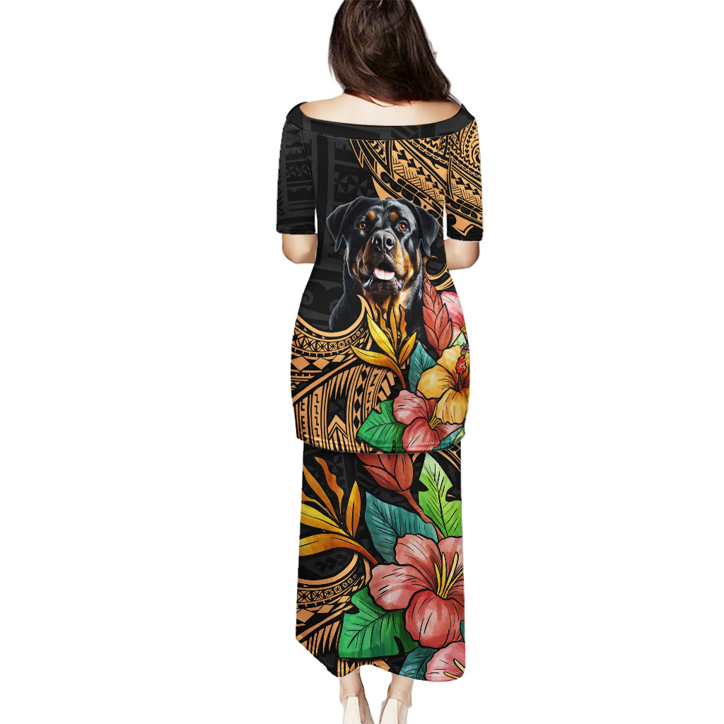 Polynesian Rottweiler Puletasi Polynesian Pattern And Rottweiler - Wonder Print Shop