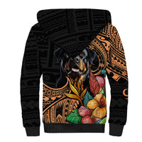 Polynesian Rottweiler Sherpa Hoodie Polynesian Pattern And Rottweiler - Wonder Print Shop