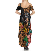 Polynesian Rottweiler Summer Maxi Dress Polynesian Pattern And Rottweiler - Wonder Print Shop