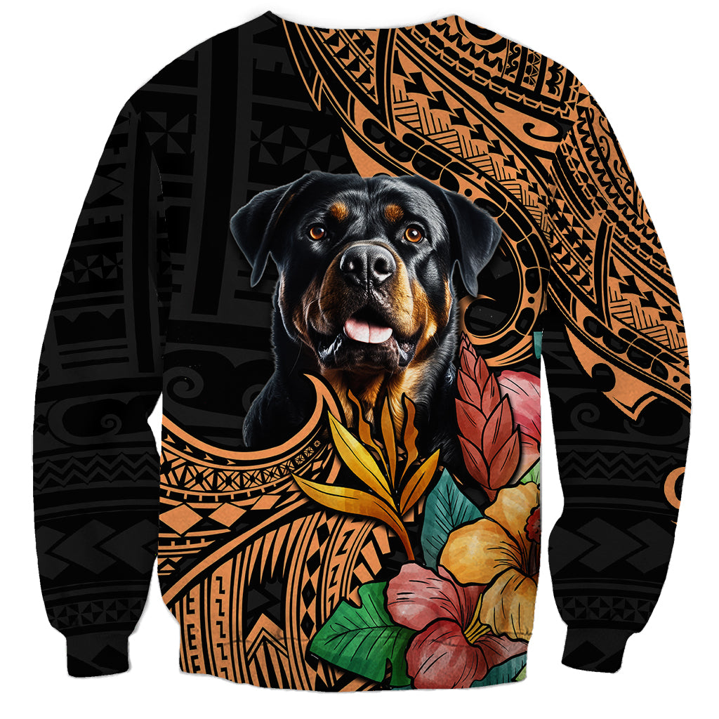 Polynesian Rottweiler Sweatshirt Polynesian Pattern And Rottweiler - Wonder Print Shop