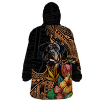 Polynesian Rottweiler Wearable Blanket Hoodie Polynesian Pattern And Rottweiler - Wonder Print Shop