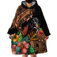 Polynesian Rottweiler Wearable Blanket Hoodie Polynesian Pattern And Rottweiler - Wonder Print Shop