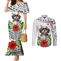 polynesian-shih-tzu-couples-matching-mermaid-dress-and-long-sleeve-button-shirts-polynesian-pattern-and-shih-tzu