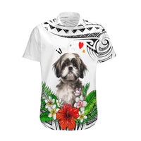 Polynesian Shih Tzu Hawaiian Shirt Polynesian Pattern And Shih Tzu - Wonder Print Shop