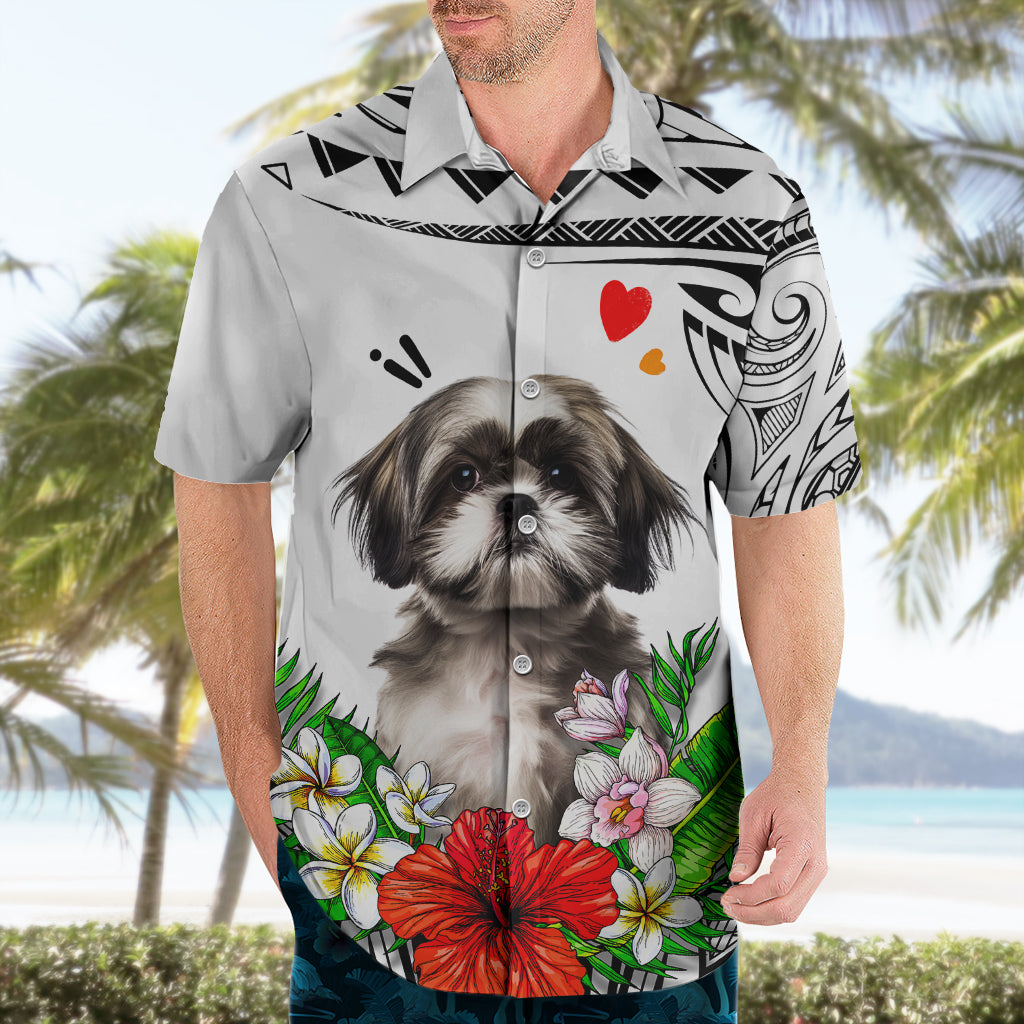 Polynesian Shih Tzu Hawaiian Shirt Polynesian Pattern And Shih Tzu - Wonder Print Shop