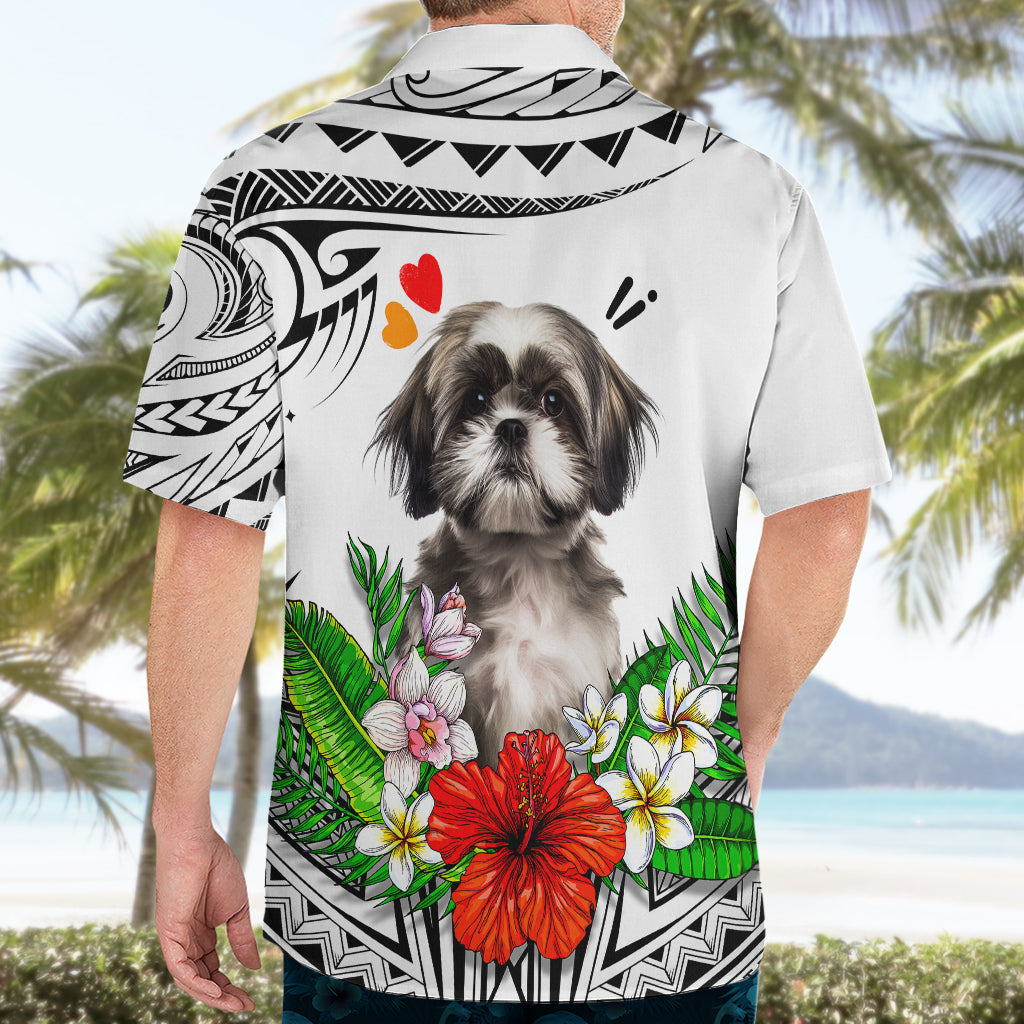 Polynesian Shih Tzu Hawaiian Shirt Polynesian Pattern And Shih Tzu - Wonder Print Shop