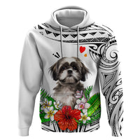 Polynesian Shih Tzu Hoodie Polynesian Pattern And Shih Tzu - Wonder Print Shop