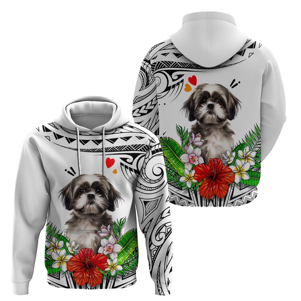 Polynesian Shih Tzu Hoodie Polynesian Pattern And Shih Tzu - Wonder Print Shop