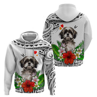 Polynesian Shih Tzu Hoodie Polynesian Pattern And Shih Tzu - Wonder Print Shop