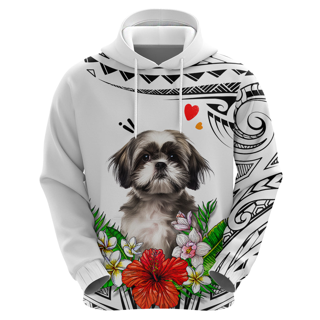 Polynesian Shih Tzu Hoodie Polynesian Pattern And Shih Tzu - Wonder Print Shop