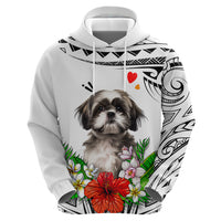 Polynesian Shih Tzu Hoodie Polynesian Pattern And Shih Tzu - Wonder Print Shop