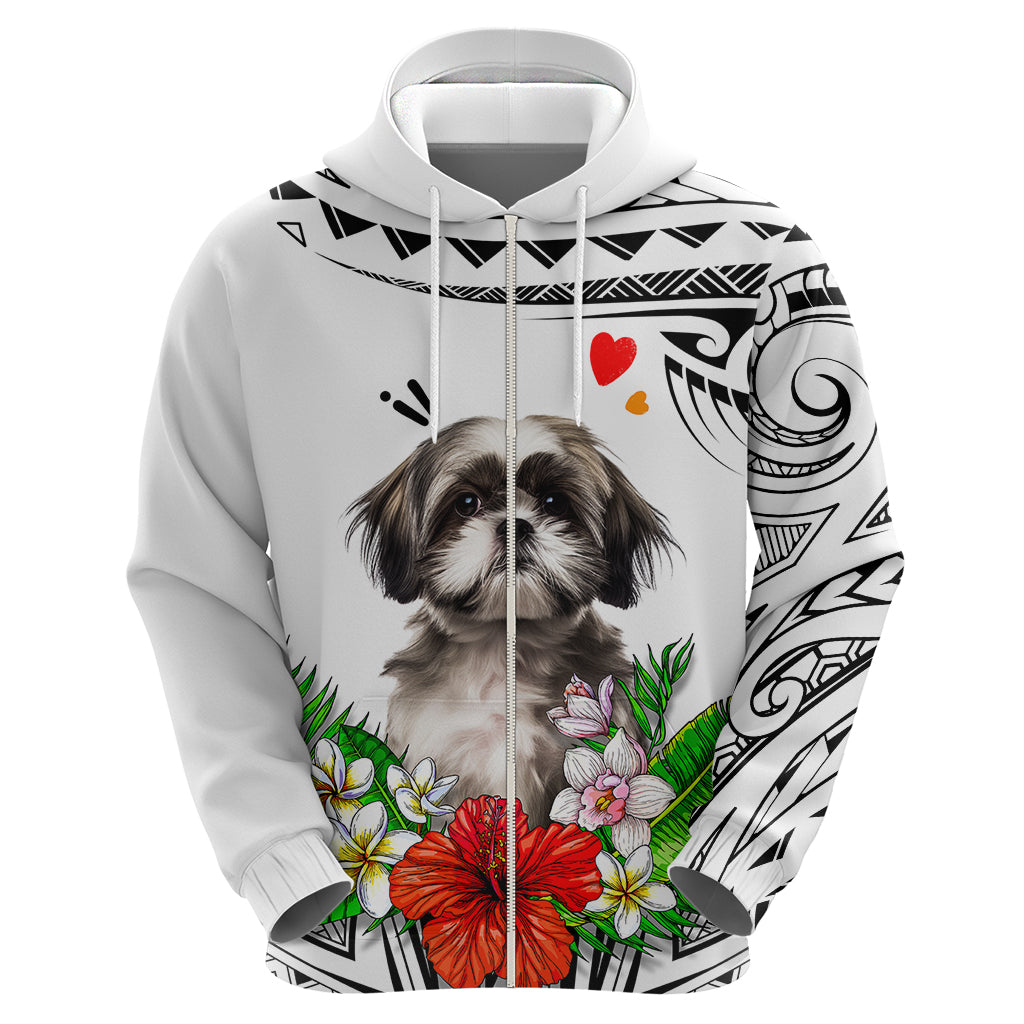 Polynesian Shih Tzu Hoodie Polynesian Pattern And Shih Tzu - Wonder Print Shop