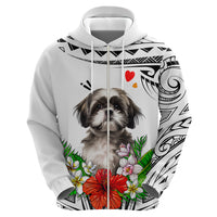 Polynesian Shih Tzu Hoodie Polynesian Pattern And Shih Tzu - Wonder Print Shop