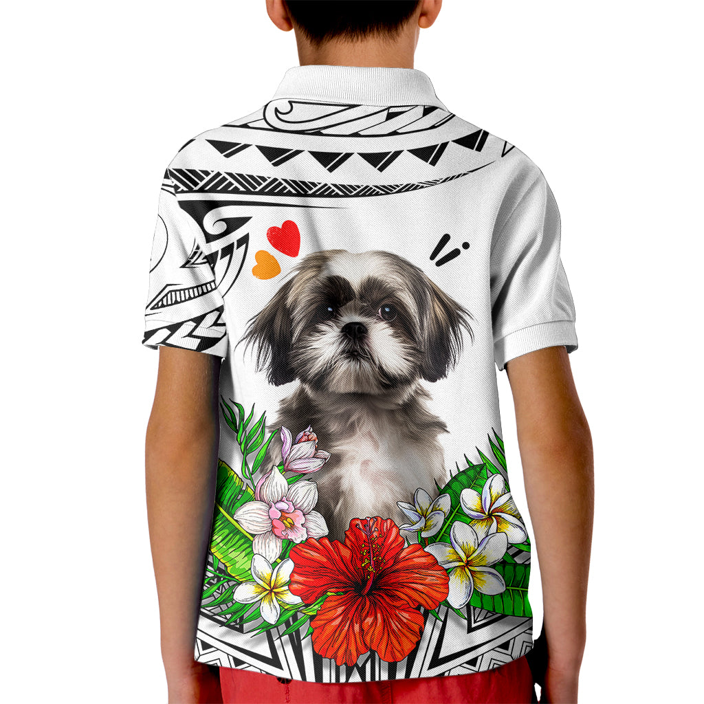 Polynesian Shih Tzu Kid Polo Shirt Polynesian Pattern And Shih Tzu - Wonder Print Shop