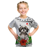 Polynesian Shih Tzu Kid T Shirt Polynesian Pattern And Shih Tzu - Wonder Print Shop