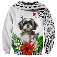 Polynesian Shih Tzu Sweatshirt Polynesian Pattern And Shih Tzu - Wonder Print Shop