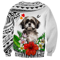 Polynesian Shih Tzu Sweatshirt Polynesian Pattern And Shih Tzu - Wonder Print Shop