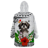 Polynesian Shih Tzu Wearable Blanket Hoodie Polynesian Pattern And Shih Tzu - Wonder Print Shop