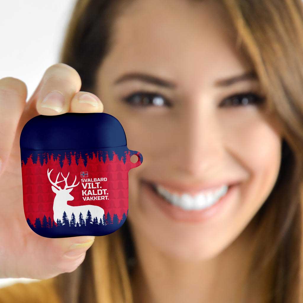 Norway Svalbard AirPods Case with Reindeer Silhouette Forest and Norwegian Flag - Wonder Print Shop