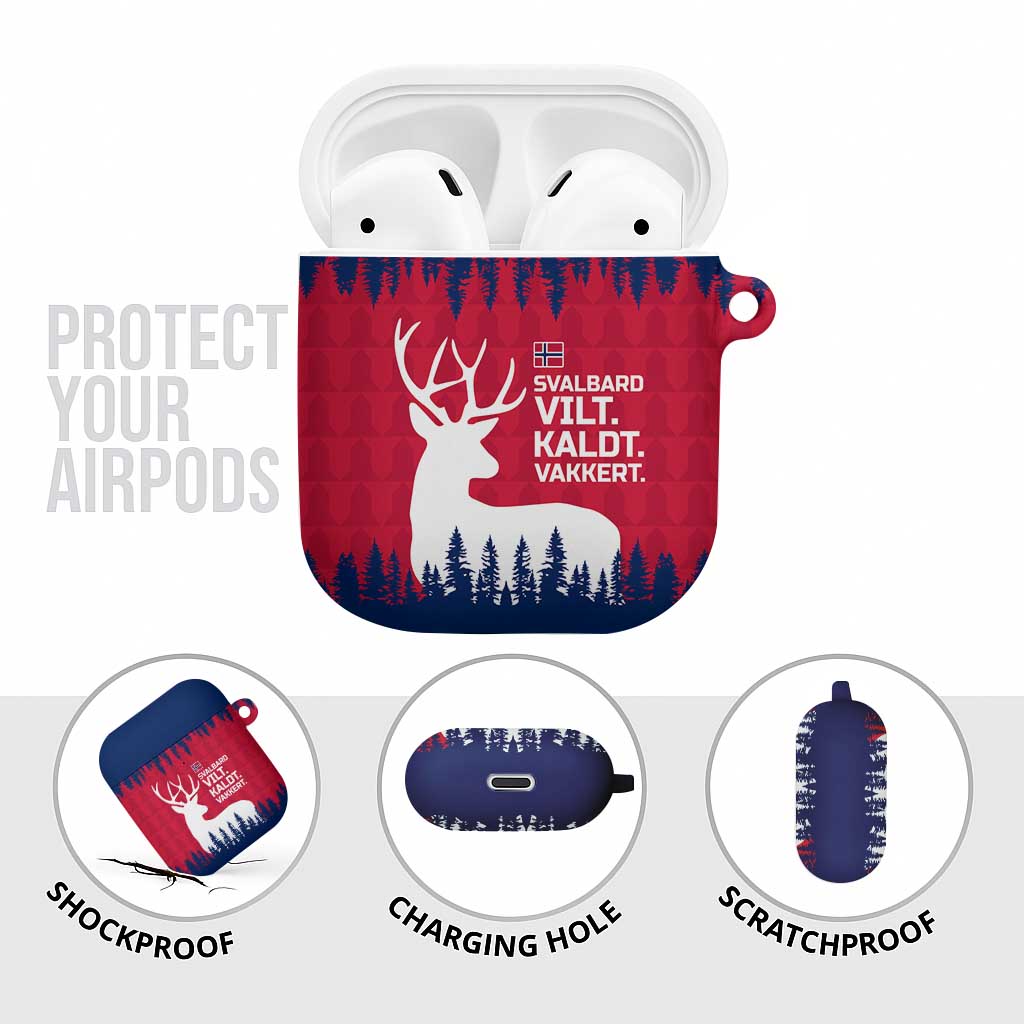 Norway Svalbard AirPods Case with Reindeer Silhouette Forest and Norwegian Flag - Wonder Print Shop