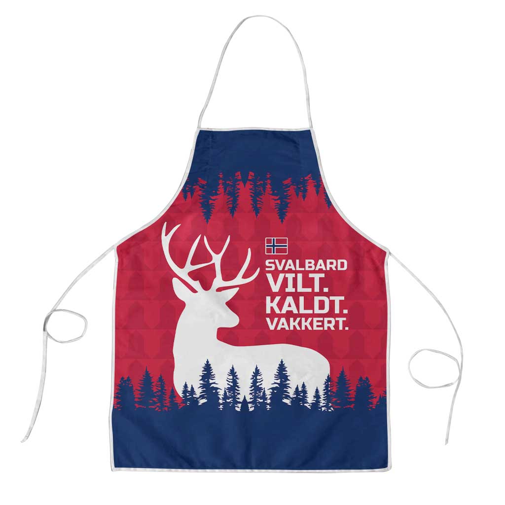 Norway Svalbard Apron with Reindeer Silhouette Forest and Norwegian Flag - Wonder Print Shop