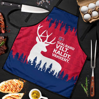 Norway Svalbard Apron with Reindeer Silhouette Forest and Norwegian Flag - Wonder Print Shop
