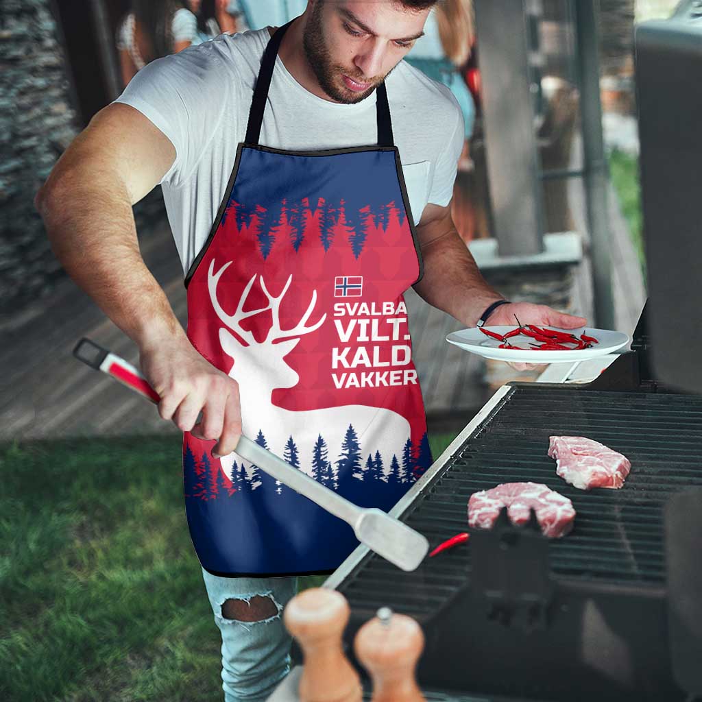 Norway Svalbard Apron with Reindeer Silhouette Forest and Norwegian Flag - Wonder Print Shop