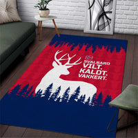 Norway Svalbard Area Rug with Reindeer Silhouette Forest and Norwegian Flag - Wonder Print Shop