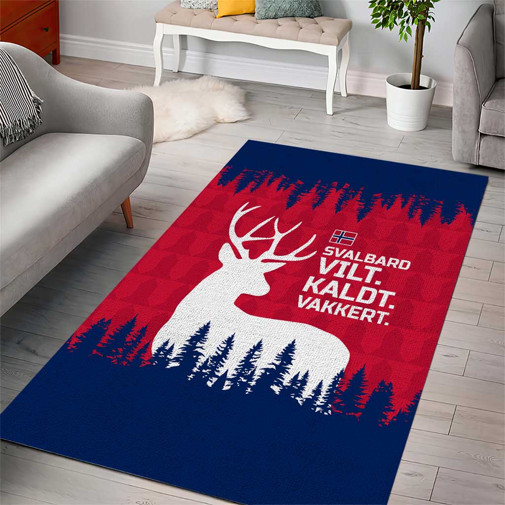 Norway Svalbard Area Rug with Reindeer Silhouette Forest and Norwegian Flag - Wonder Print Shop