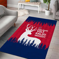 Norway Svalbard Area Rug with Reindeer Silhouette Forest and Norwegian Flag - Wonder Print Shop