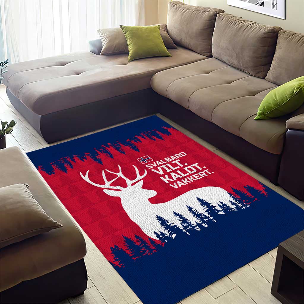 Norway Svalbard Area Rug with Reindeer Silhouette Forest and Norwegian Flag - Wonder Print Shop