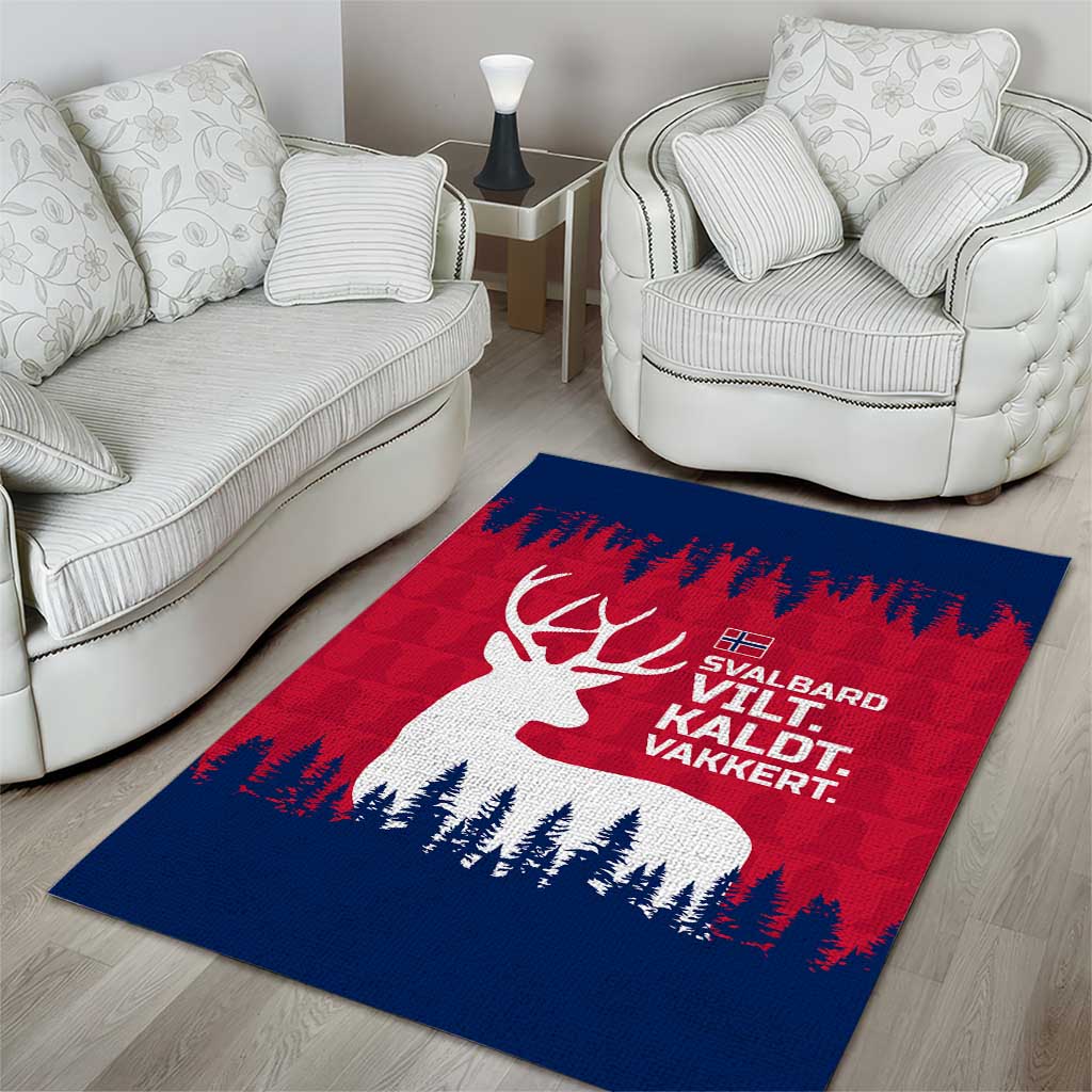Norway Svalbard Area Rug with Reindeer Silhouette Forest and Norwegian Flag - Wonder Print Shop