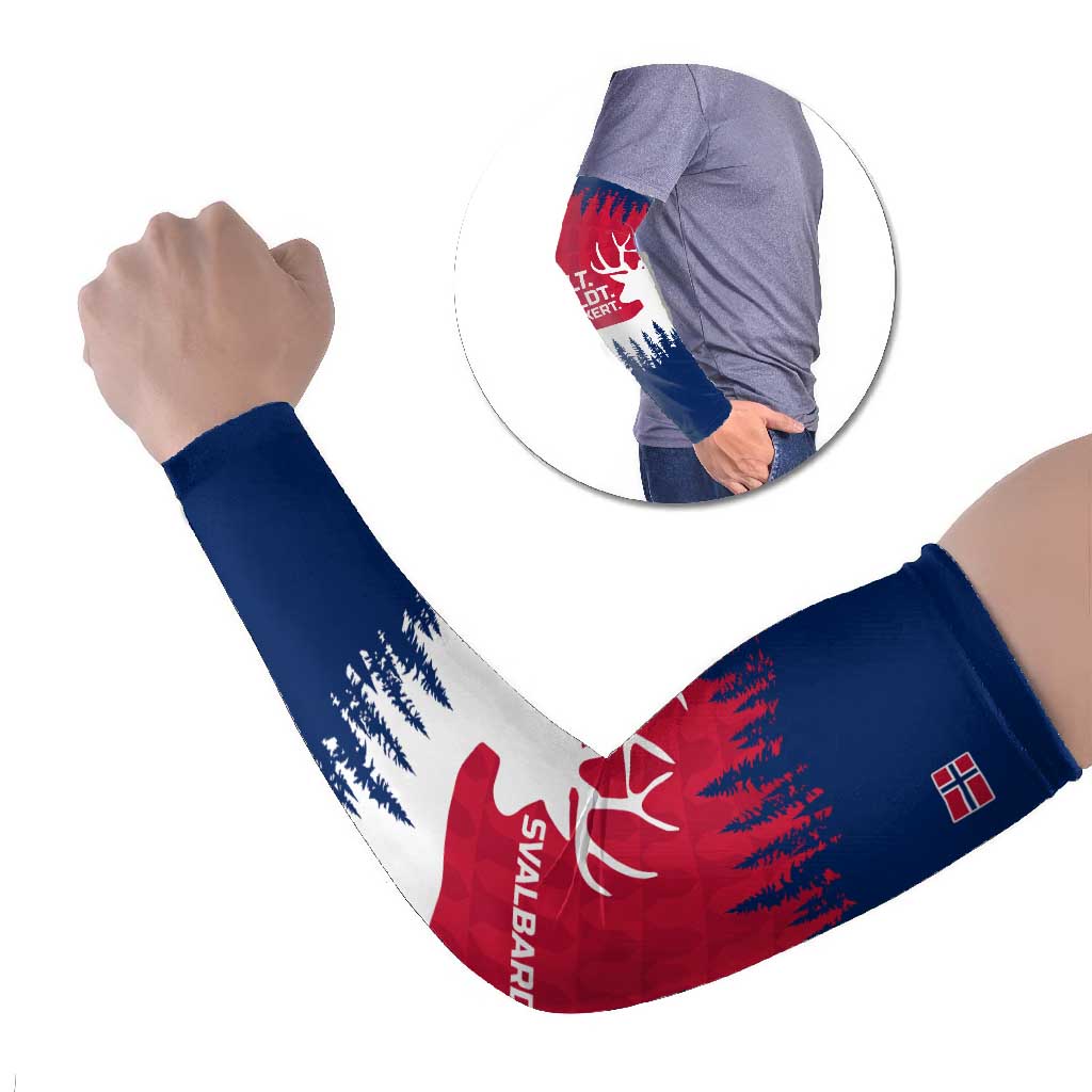Norway Svalbard Arm Sleeves with Reindeer Silhouette Forest and Norwegian Flag - Wonder Print Shop