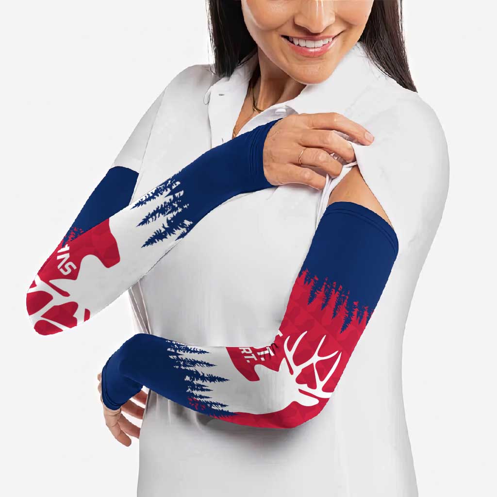 Norway Svalbard Arm Sleeves with Reindeer Silhouette Forest and Norwegian Flag - Wonder Print Shop