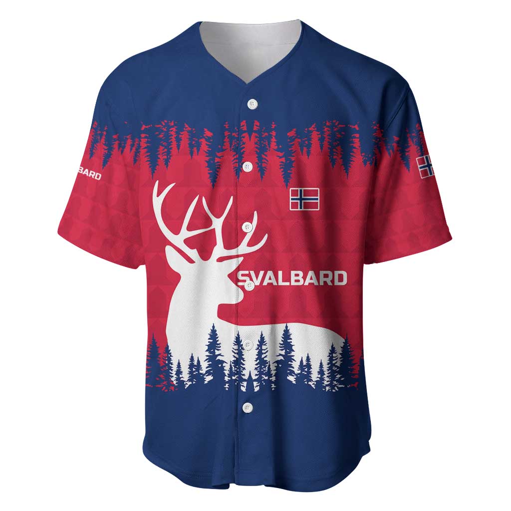 Norway Svalbard Baseball Jersey with Reindeer Silhouette Forest and Norwegian Flag - Wonder Print Shop