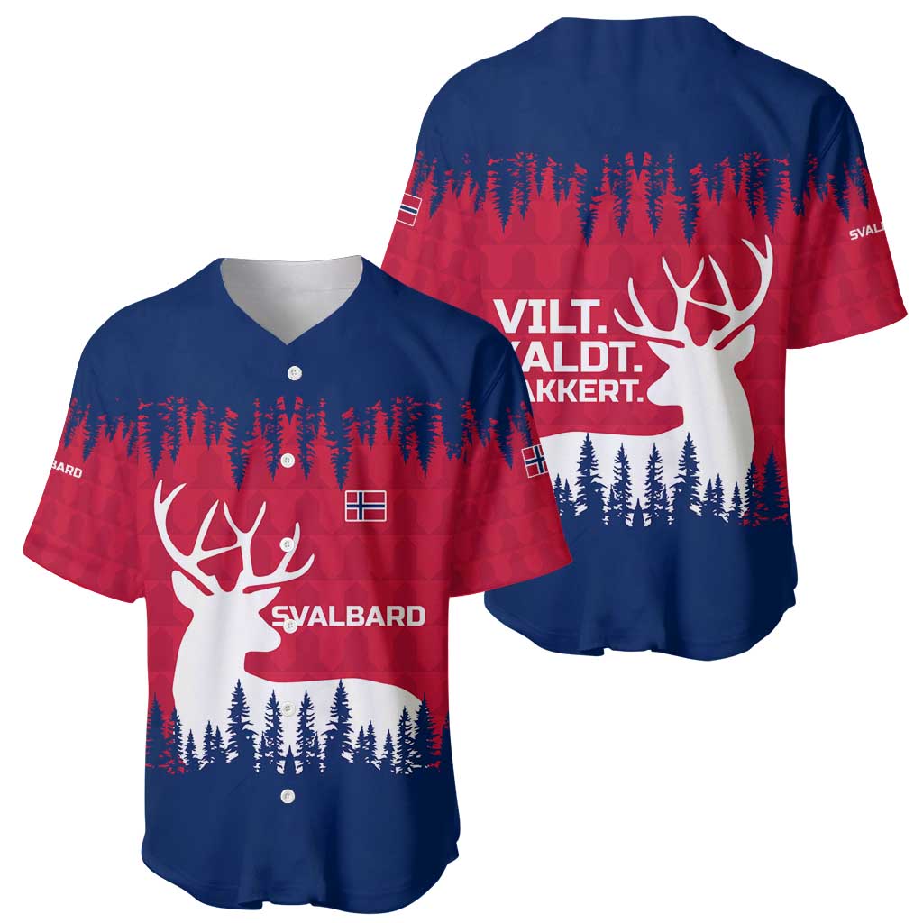 Norway Svalbard Baseball Jersey with Reindeer Silhouette Forest and Norwegian Flag - Wonder Print Shop