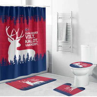 Norway Svalbard Bathroom Set with Reindeer Silhouette Forest and Norwegian Flag - Wonder Print Shop