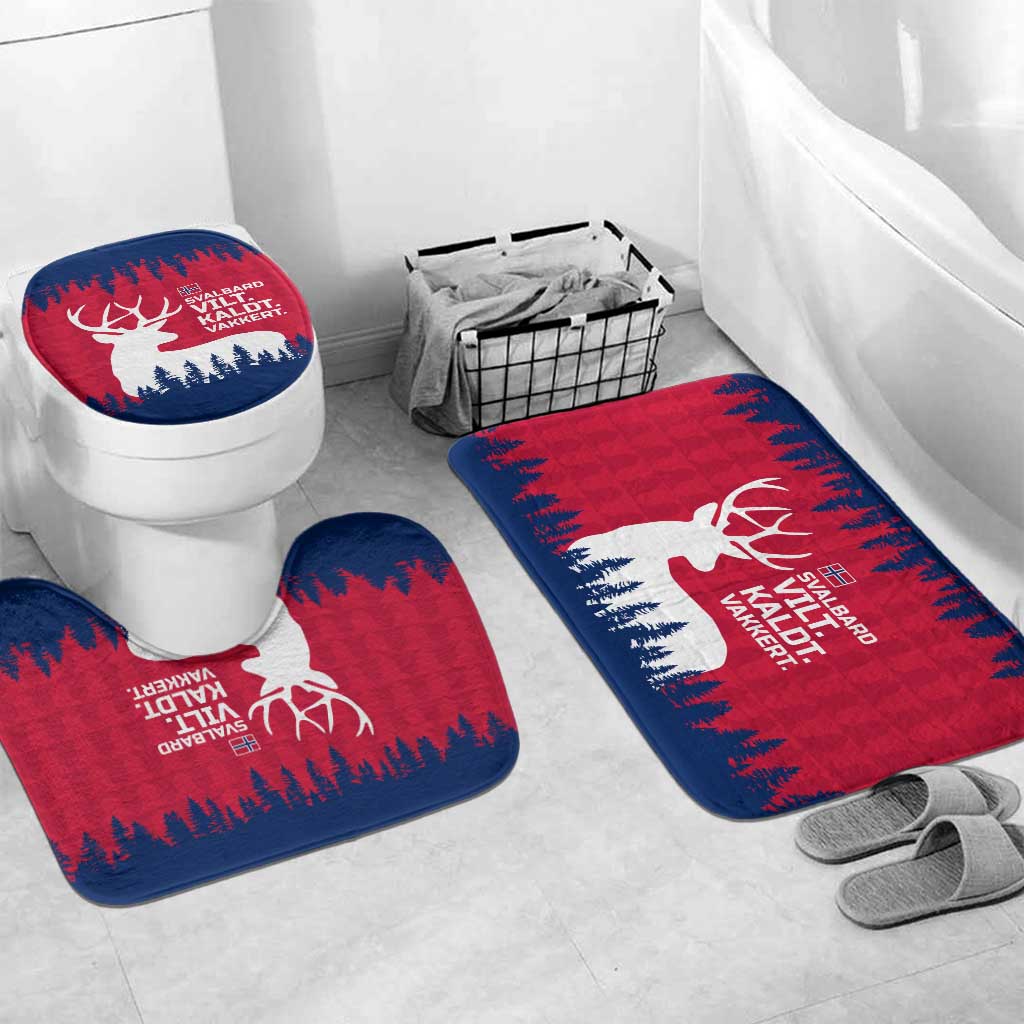 Norway Svalbard Bathroom Set with Reindeer Silhouette Forest and Norwegian Flag - Wonder Print Shop