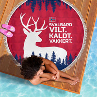 Norway Svalbard Beach Blanket with Reindeer Silhouette Forest and Norwegian Flag - Wonder Print Shop