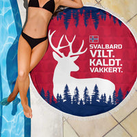 Norway Svalbard Beach Blanket with Reindeer Silhouette Forest and Norwegian Flag - Wonder Print Shop