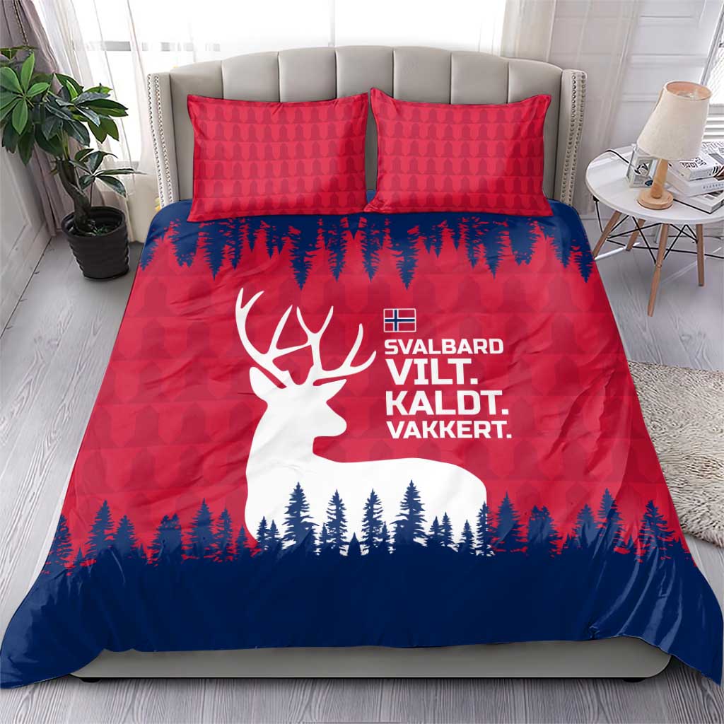 Norway Svalbard Bedding Set with Reindeer Silhouette Forest and Norwegian Flag - Wonder Print Shop
