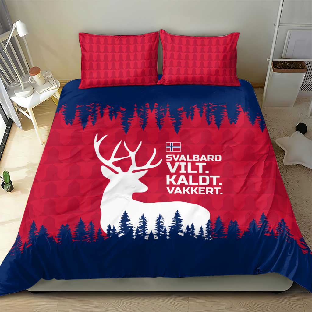 Norway Svalbard Bedding Set with Reindeer Silhouette Forest and Norwegian Flag - Wonder Print Shop