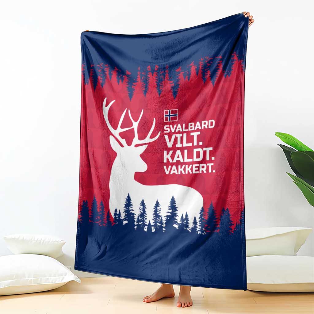 Norway Svalbard Blanket with Reindeer Silhouette Forest and Norwegian Flag - Wonder Print Shop
