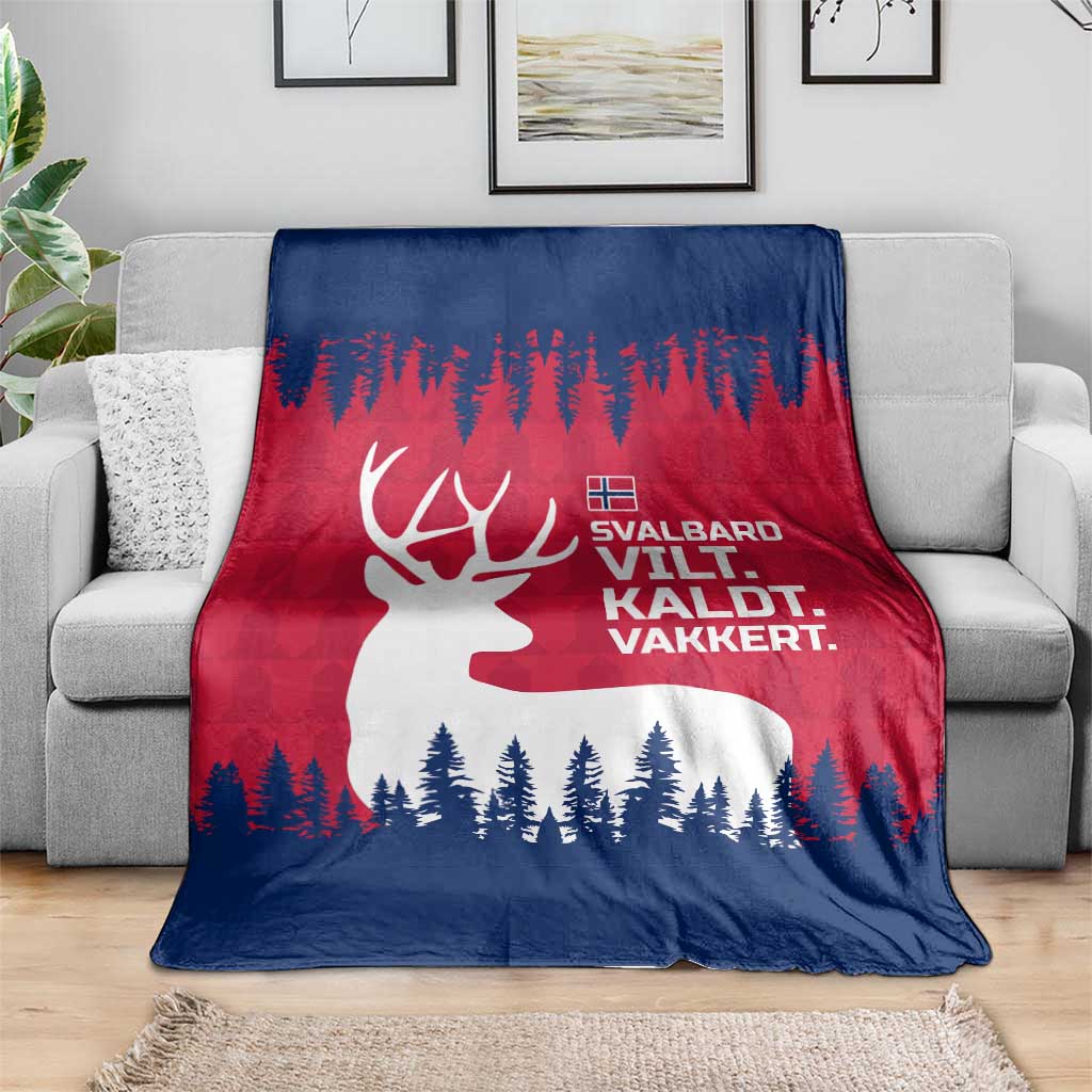 Norway Svalbard Blanket with Reindeer Silhouette Forest and Norwegian Flag - Wonder Print Shop