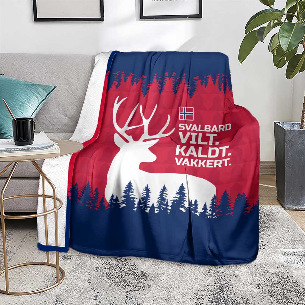 Norway Svalbard Blanket with Reindeer Silhouette Forest and Norwegian Flag - Wonder Print Shop