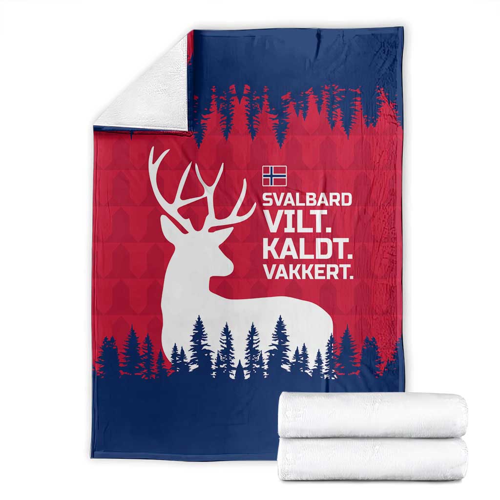 Norway Svalbard Blanket with Reindeer Silhouette Forest and Norwegian Flag - Wonder Print Shop