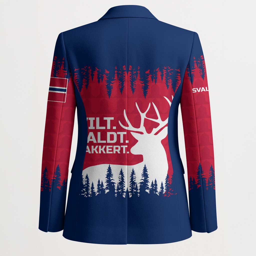 Norway Svalbard Blazer with Reindeer Silhouette Forest and Norwegian Flag - Wonder Print Shop