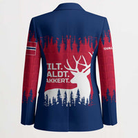 Norway Svalbard Blazer with Reindeer Silhouette Forest and Norwegian Flag - Wonder Print Shop