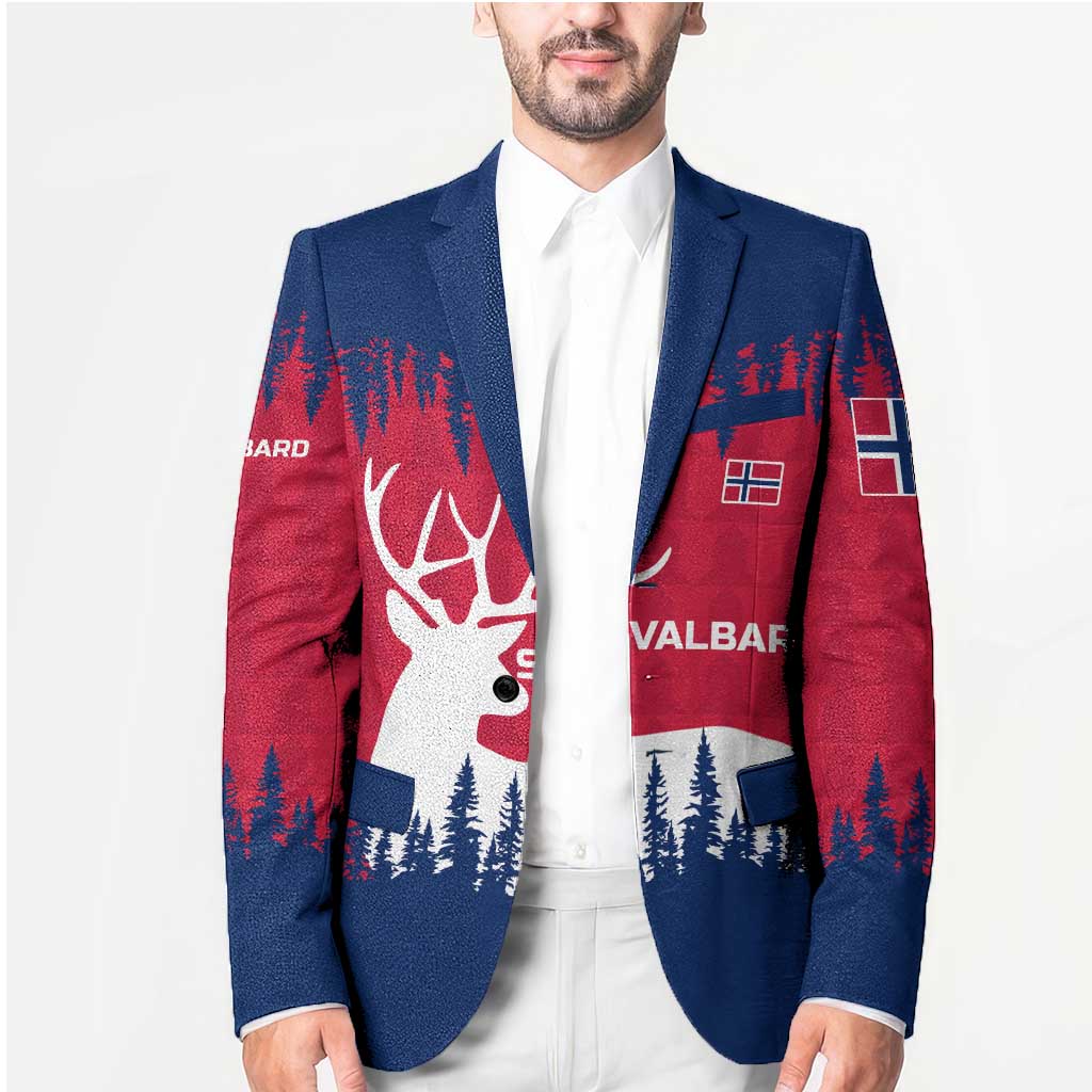Norway Svalbard Blazer with Reindeer Silhouette Forest and Norwegian Flag - Wonder Print Shop