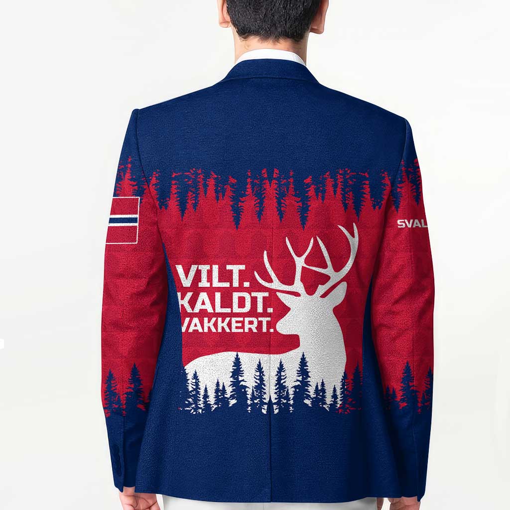 Norway Svalbard Blazer with Reindeer Silhouette Forest and Norwegian Flag - Wonder Print Shop